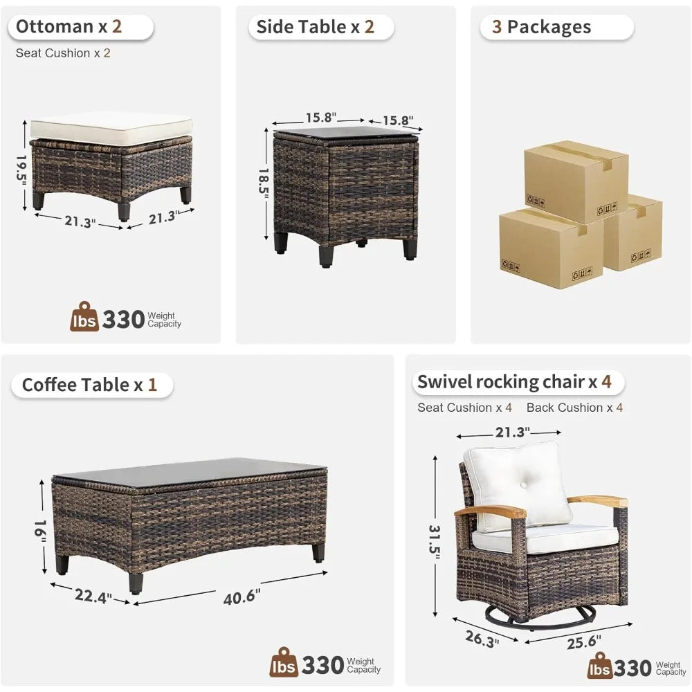 9 Pieces Outdoor Patio Furniture Sets