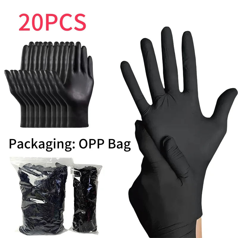 10-200pc Nitrile Gloves Black Rubber Gloves