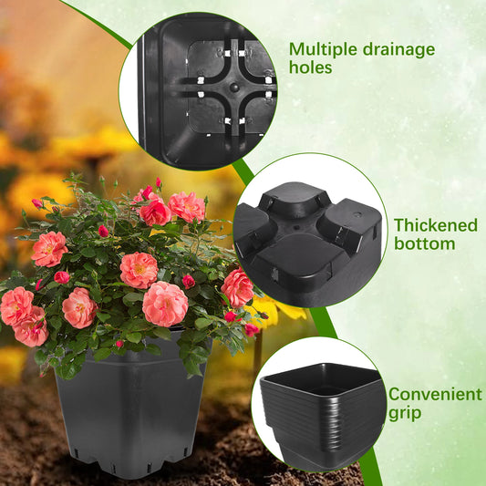 5-Gallon Square Black Injection-Molded Pots