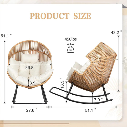 Wicker Rocking Egg Chair PE Rattan with Cushion