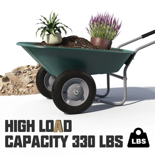 Enlarged DualWheel Wheelbarrow, Easy Loading