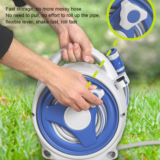 Home Yard Watering Hose Reel with Nozzle
