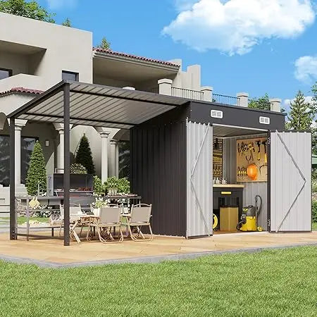 6x4FT Outdoor Storage Shed & Hardtop Gazebo