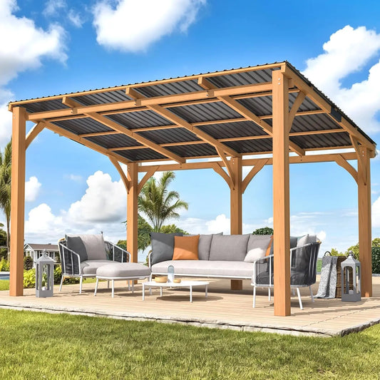 14' x 10' Outdoor Wood Ceder Gazebo for Patio