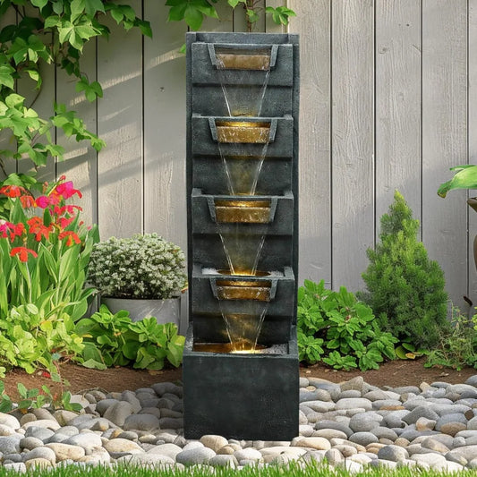 Modern 4-Tier Cascading Fountain with LED Lights