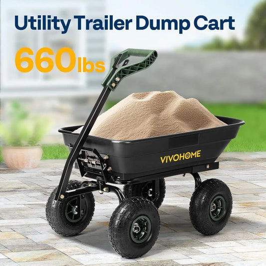660lbs Capacity 4 Cu.Ft Wheelbarrow Garden