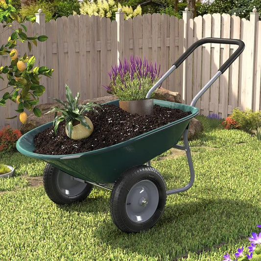 Enlarged DualWheel Wheelbarrow, Easy Loading