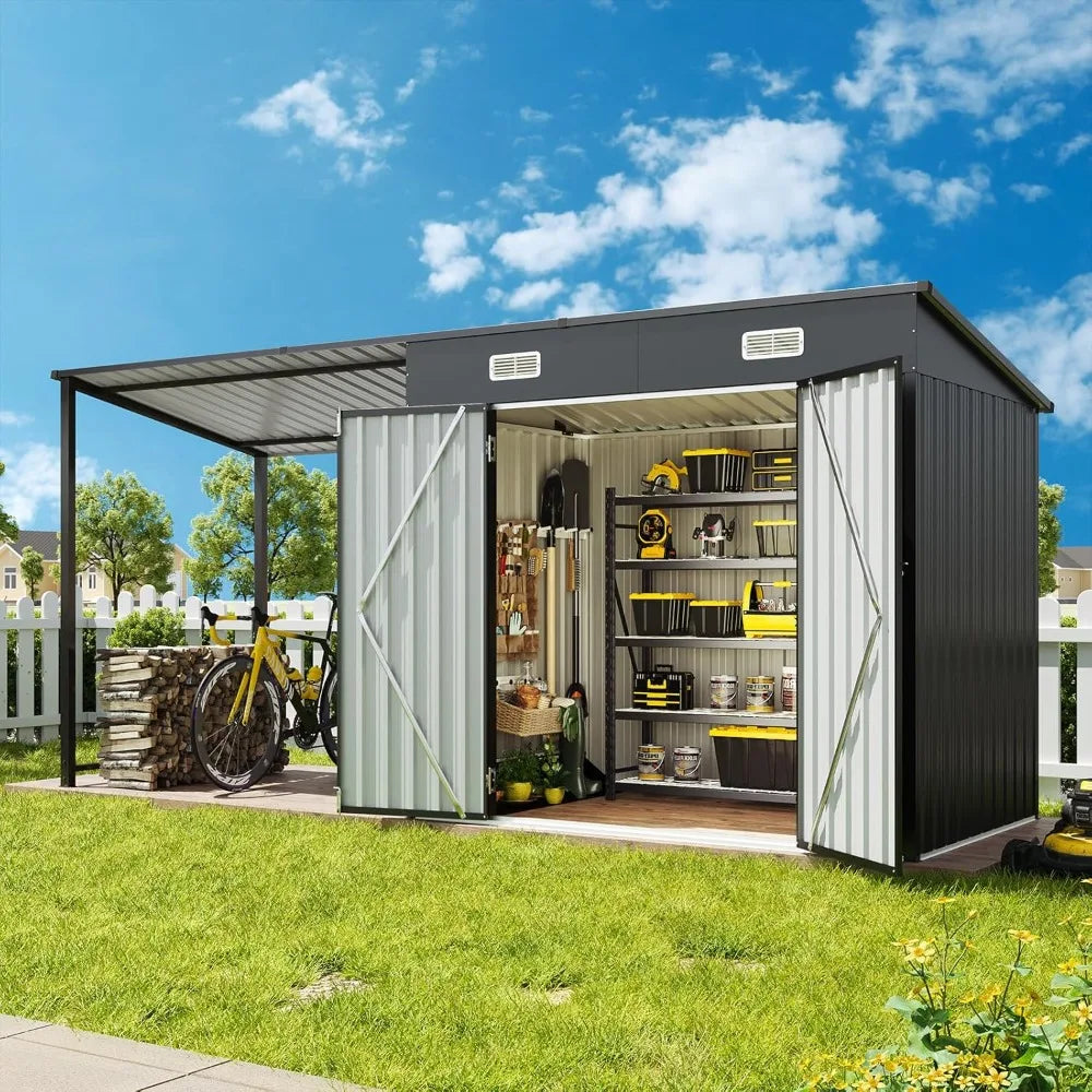 6x4FT Outdoor Storage Shed & Hardtop Gazebo