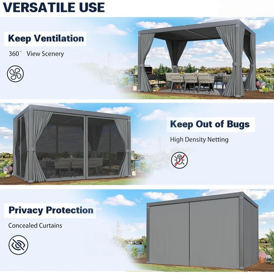 Pergola 10x12 Ft Louvered Pergola Aluminum Outdoor
