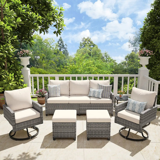 6 Pcs Wicker Patio Furniture Set