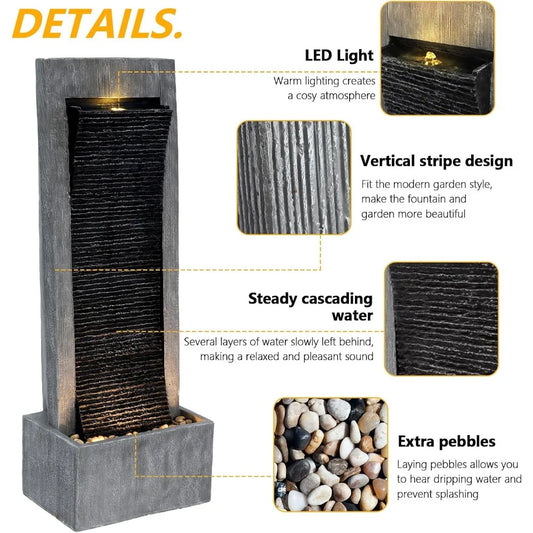 49.6''H Cascading Rock Water Fountain Outdoor