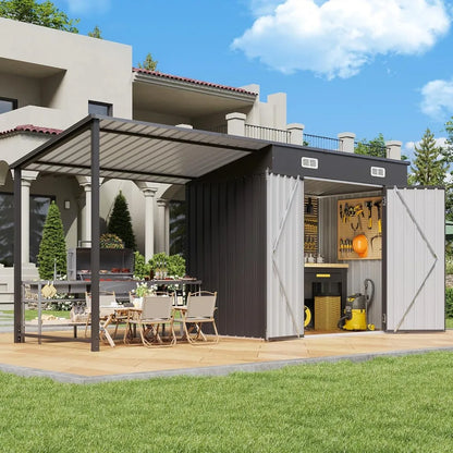 6x4FT Outdoor Storage Shed & Hardtop Gazebo