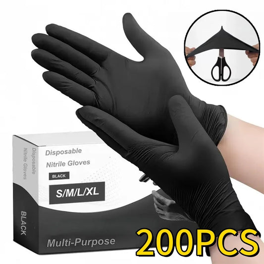 10-200pc Nitrile Gloves Black Rubber Gloves