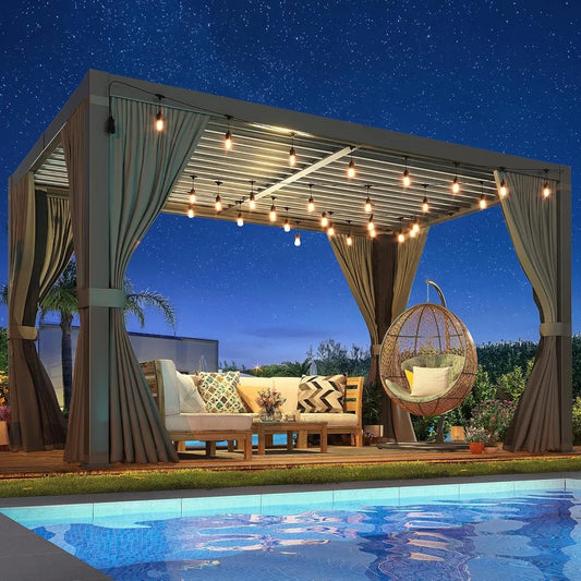 Pergola 10x12 Ft Louvered Pergola Aluminum Outdoor