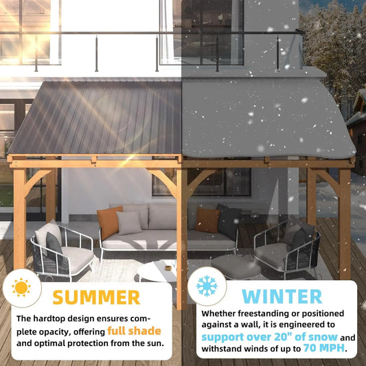 14' x 10' Outdoor Wood Ceder Gazebo for Patio