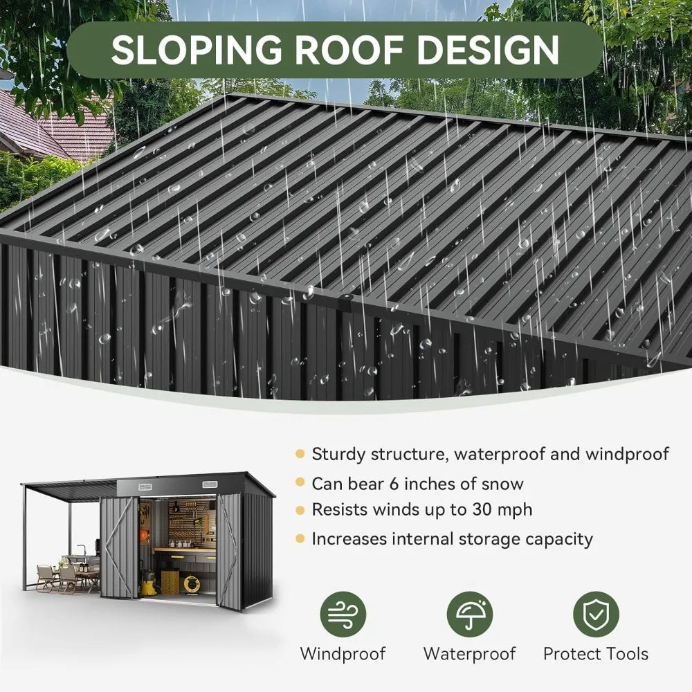 6x4FT Outdoor Storage Shed & Hardtop Gazebo