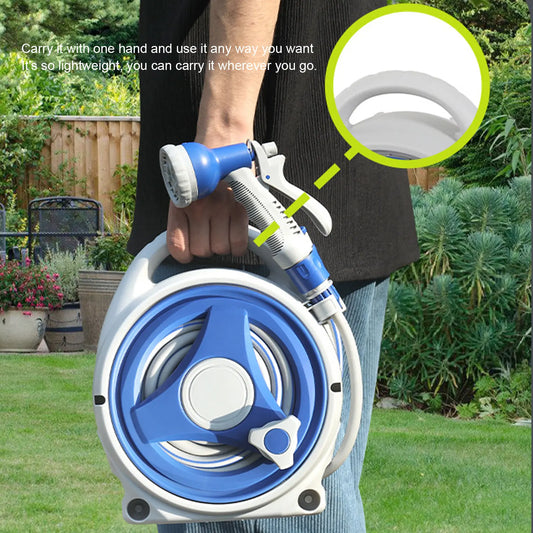 Home Yard Watering Hose Reel with Nozzle
