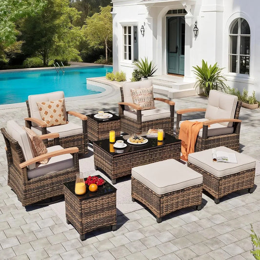 9 Pieces Outdoor Patio Furniture Sets