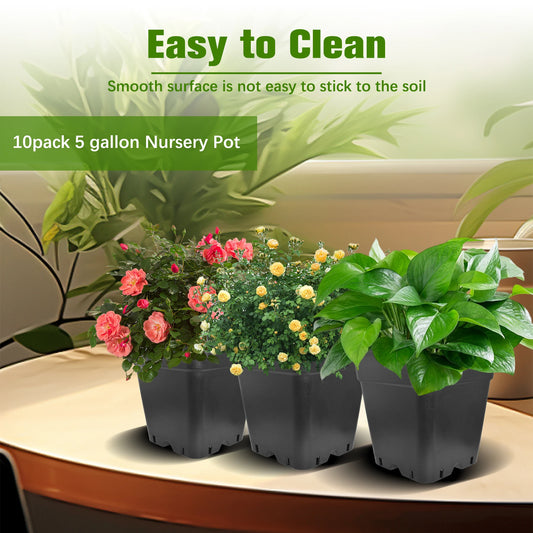 5-Gallon Square Black Injection-Molded Pots