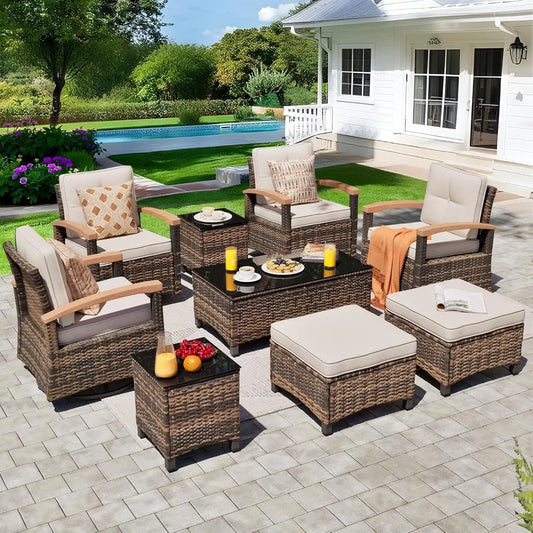 9 Pieces Outdoor Patio Furniture Sets