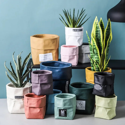 1pc Ceramic Kraft Paper Bag Flower Pot