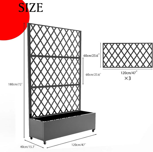 Metal Raised Garden Bed, 72" H x 47" W